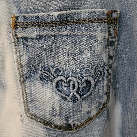 Stone LOVE 1990s Destroyed Bleached Low Rise Grunge Denim Jeans Size 9 Juniors - Picture 8 of 15